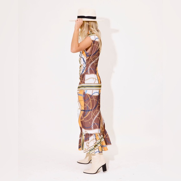 NWT Alden Adair Estelle Dress Equestrian Print Ruffle Hem Size XS - Picture 3 of 14